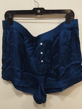 Anthropologie Satin Button-Front High-Rise Shorts — Royal Blue